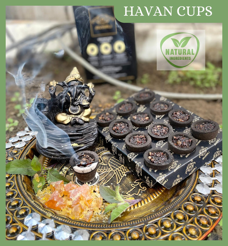 Aviraj Sambrani Dhoop Cups for Pooja (60 Cups) | Havan Cups for Pooja, Loban Cups | Natural Ingredients Guggal/Loban Dhoop Original | Dhoop Cones | Pack of 5 (12 Cups/pack + 1 burner plate/pack)