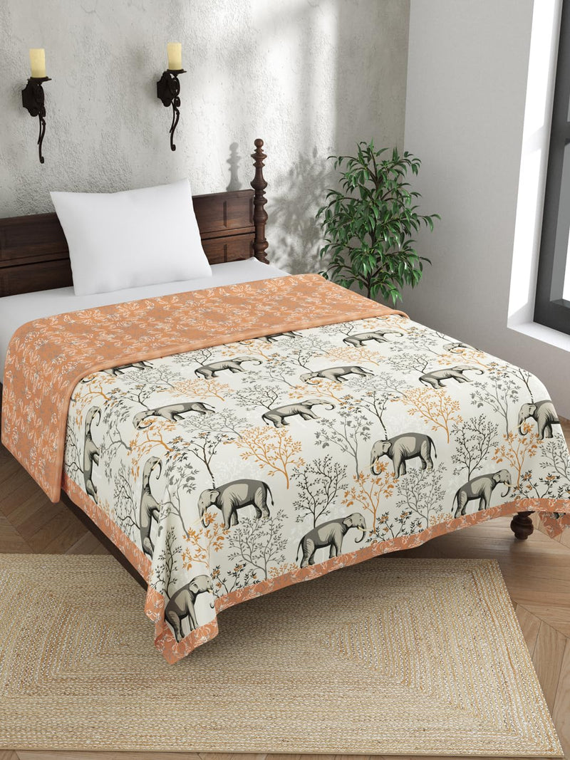 EVER HOME Digital Print Reversible AC Dohar Single Bed Cotton for Summer 120 GSM, Mild Winter Blanket, Grey & Brown 59 x 88 inches