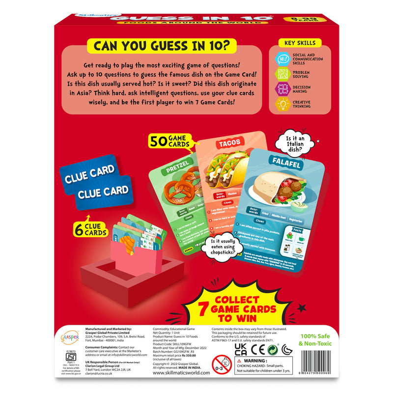 Skillmatics Card Game - Guess in 10 Foods Around The World, Educational Travel Toys for Boys, Girls, and Kids Who Love Board Games, Geography and History, Gifts for Ages 8, 9, 10 and Up