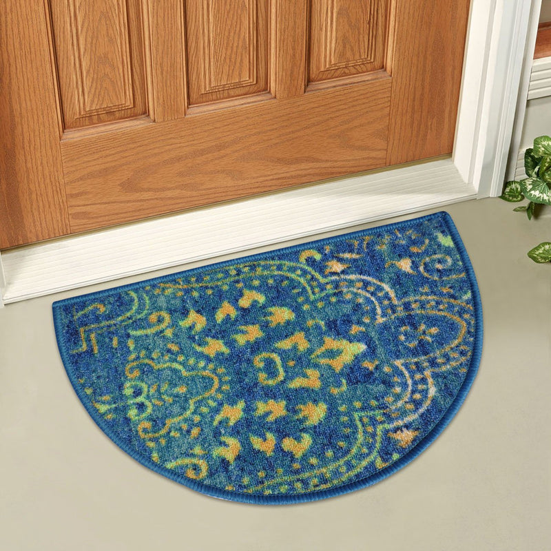 STATUS Interieur Semi Circle/D-Shape Entrance Floor Door Mats Home Decor Non-Slip Carpet for Bathroom, Bedroom, Balcony, Living Room Washable Dirt Trapper (15 x 23 inch)