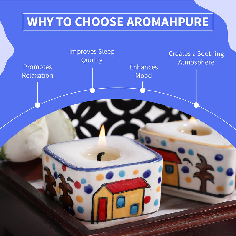 Aromahpure Scented Dripless Ceramic Luxury Candles (Set of 4) (50 Hours)| 100% Pure Soy Wax| Jasmine Fragrance Candle| Smoke-Free| Premium Design Ceramic Jar Candles for Home Décor & Gift Sets