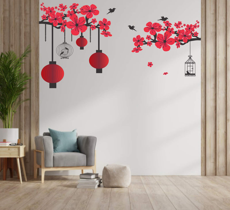 Sticker Hub Chinese Lamps in Double Sheet' Wall Sticker PVC Vinyl (PVC Vinyl, 76X142 cm)