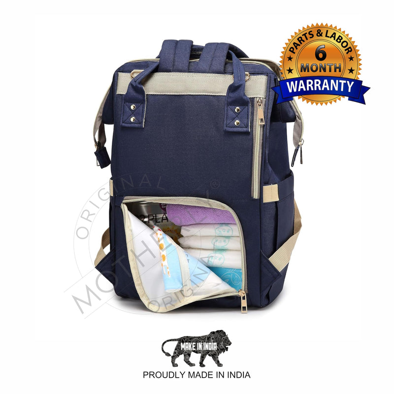 motherly Diaper Bags for Mom Travel Basic Edition|6 Month Warranty |(Navy Blue)