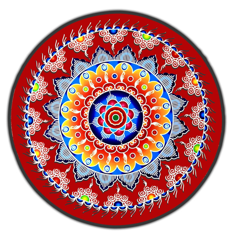 ABS HERBALS Vinyl Self-Adhesive Rangoli/Kolam Sticker ? Traditional Handmade Kolam Art/Design Sticker for : Pooja Room, Home Entrance, Tile, Floor, (Meroon:RM2,RP2 Pack of 4Pcs)