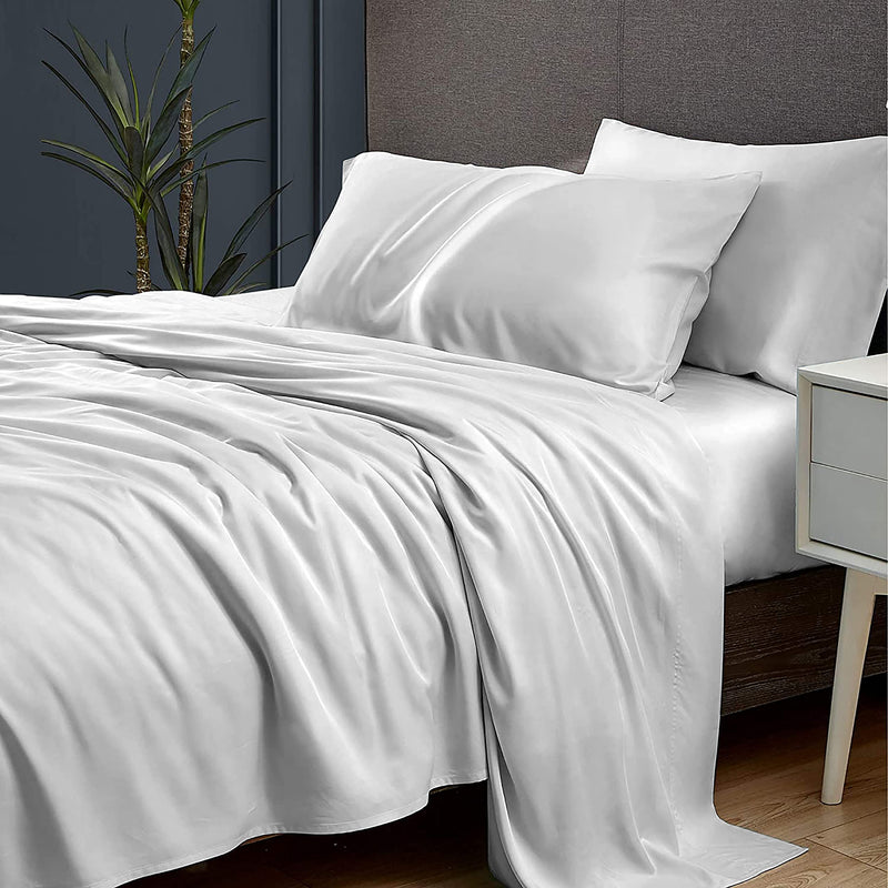 YRM Bedding's 600-TC Egyptian Cotton Double Bed Hotel Bedsheet with Pillow Covers (White)