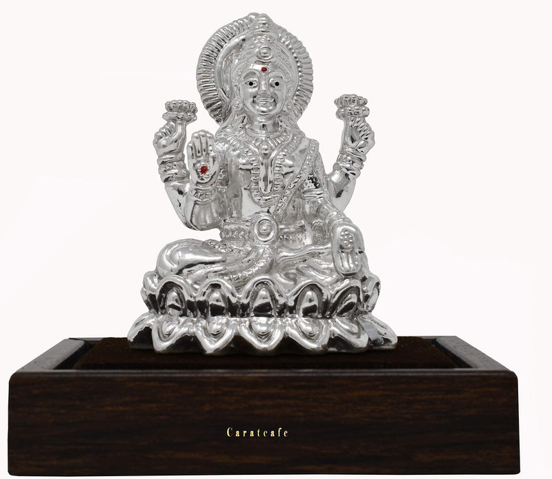 Carat Cafe Maa Laxmi Lakshmi Ma Idol Pure Silver 999 Statue,BIS Hallmark Certified for Puja Temple Good Luck Gift & Home Decor ( NET WT 20 GMS ) [2.2 x 1.6 Inch]