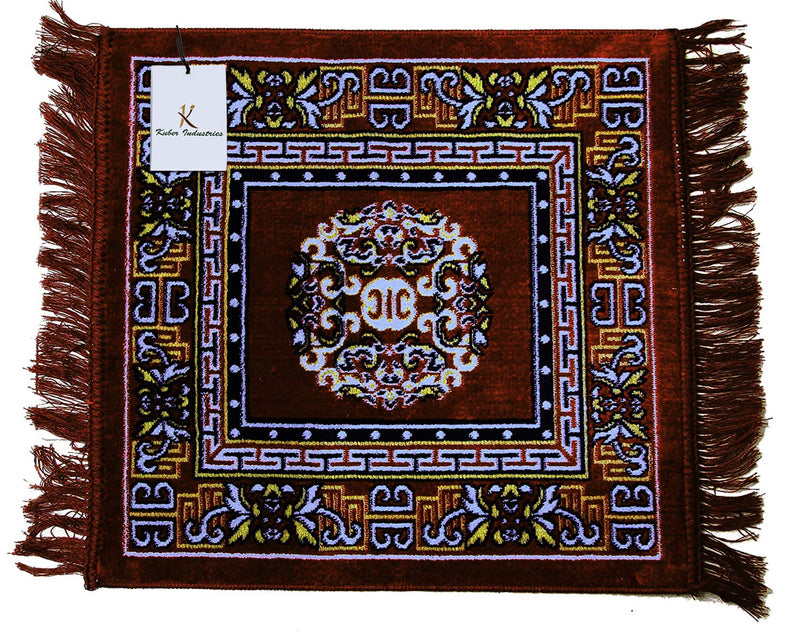 Kuber Industries 3 Pieces Velvet Prayer Mat/Aasan/Pooja Mat/Meditation Rectangular Shape Mat/Multipurpose Velvet Rug Mat 2 Ft X 2 Ft (Brown & Royal Blue & Red) Ctktc33958