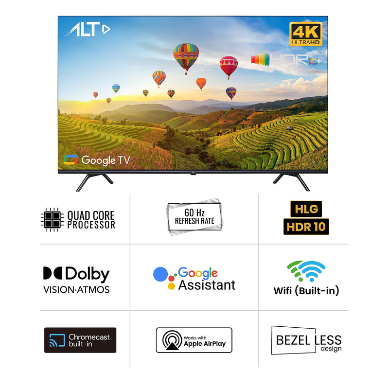 ALT 164 cm (65 inch) Premium Series 4K Ultra HD QLED Google Smart TV 65QUGA1 (Black) 2023 Model