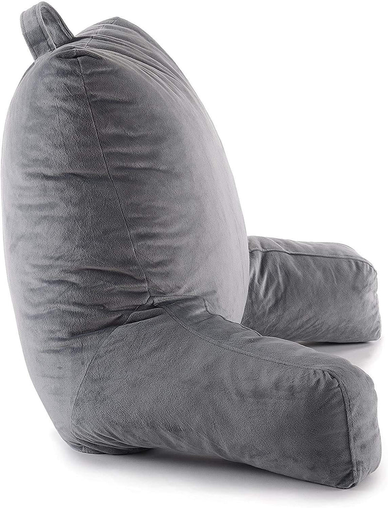 PumPum Back Rest Reading Pillow with Arm Rest - Comfortable Support for Reading, Watching TV, or Relaxing (Grey)