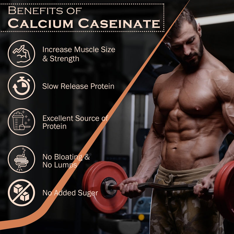 NAKPRO Calcium Caseinate | 27.88g Protein, 5.42g BCAA | Helps in Muscle Recovery | Slow Absorbing, Slow Digesting, Low Carbs Casein Protein Powder (2 Kg, Vanilla)