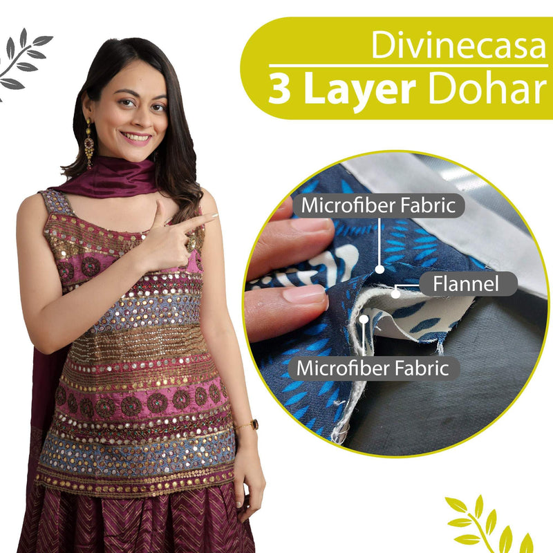 Divine Casa 120 GSM Polyester Reversible Lightweight Printed Double Bed AC Dohar Blanket - Black and Yellow