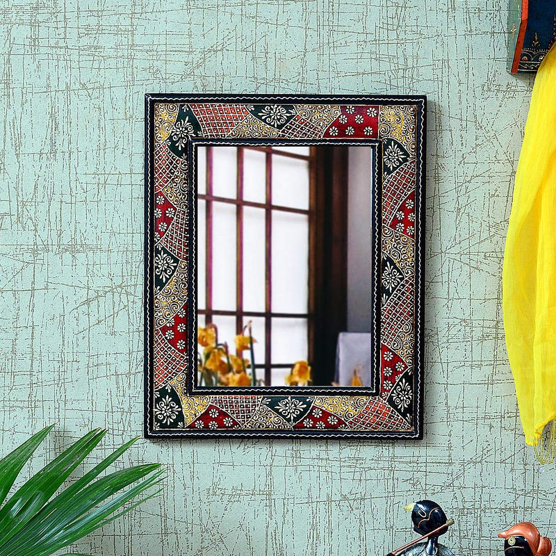 DESERT ART MDF 12 x 16 Inch Hand Painted Framed Rectangle Mirror (33.02 X2.54 X40.64) CM