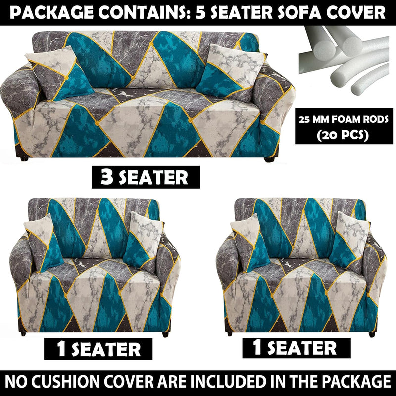 Gifts Island® Sofa Cover 3 Seater and 2 Seater Fully Covered Universal 5 Seater Sofa Cover Non-Slip Sticky Elastic Stretchable Sofa Set Slipcover Protector for (3+1+1 Seater), Colorful Marble