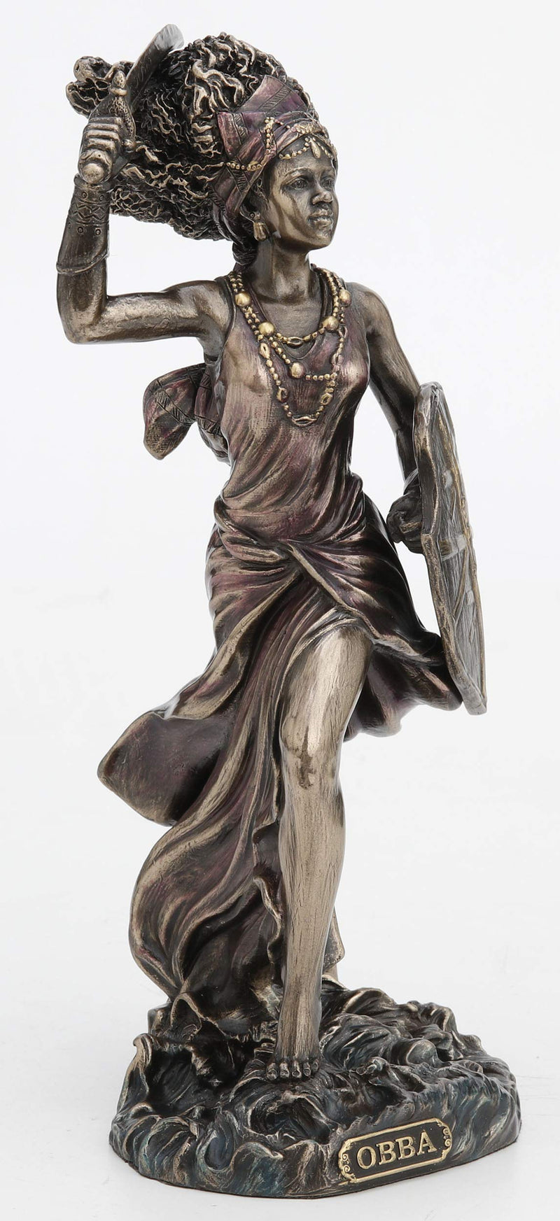 Veronese Design 8 5/8" Santeria Orishas Obba River Goddess Cold Cast Resin Bronze Finish Statue