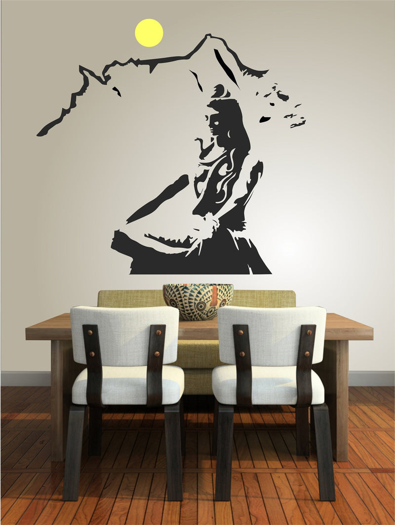 Asmi Collections PVC Wall Sticker Beautiful God Shiva on Kailash