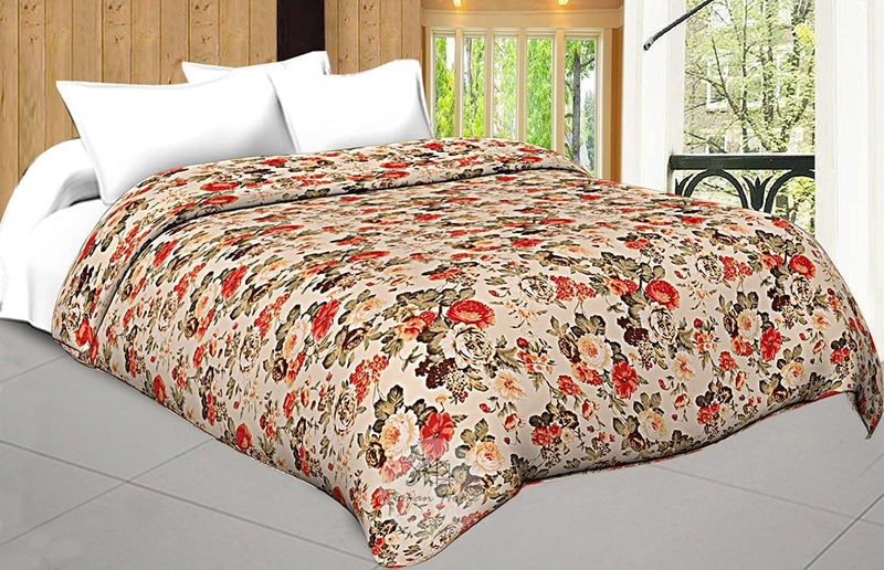 Roman Home Beautifully Soft and Skin Friendly Poly Cotton Floral Design Printed Single Bed AC Blanket | Dohar | Quilt