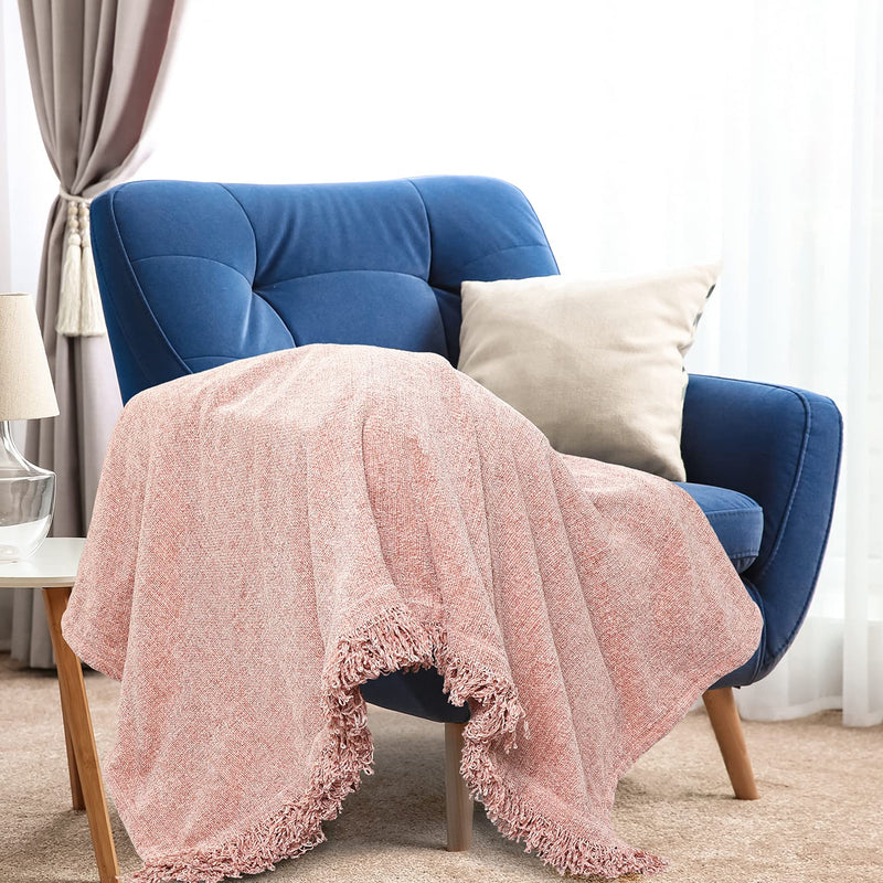 SASHAA WORLD Soft Chenille Throw Blanket for Sofa, Bed & Couch (Rose Pink, 130 x 180 cm, Wrinkle_Resistant)