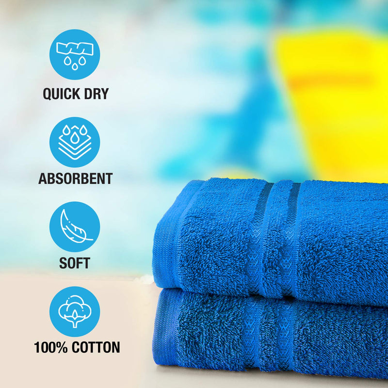 Welspun 100% Cotton Quik Dry Bath Towel | High Absorbency Super Soft, Fast Drying Towel | 380 GSM Large Size 1 Piece Bath Towel for Men and Women | Sized 70cm X 150cm Navy Blue