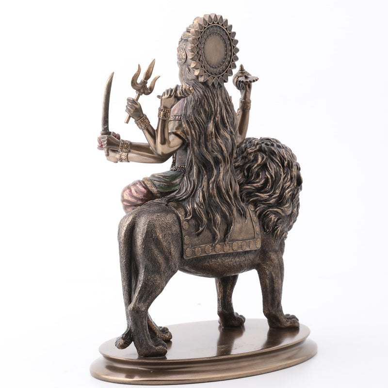 VERONESE Durga Riding on Lion Statue Sculpture - Divine Mother Hindu Goddess