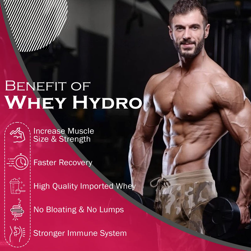 NAKPRO HYDRO Whey Protein Hydrolyzed | 24.89g Protein, 5.45g BCAA | Easy Mixing, Low Carbs, Easy Digesting Whey Protein Supplement Powder for Men, Women & Athletes | 1 Kg (Strawberry)