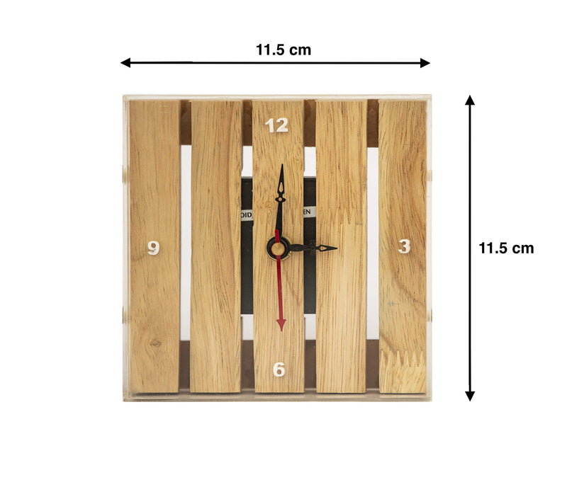 DALUCI Decorative Natural Wooden Antique Teak Straight Pallet Desk Clock for Home Office