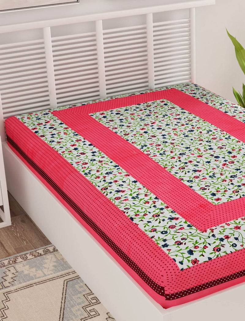 Bombay Spreads Cotton 144 TC Bedsheet (Pink_Single)