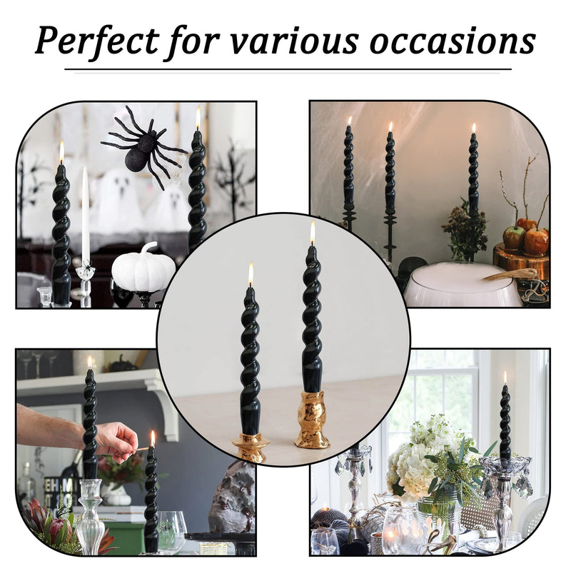 Black Candles Halloween Taper Candles Twisted Candlesticks Unscented Spiral Candles Stick Dinner Candle