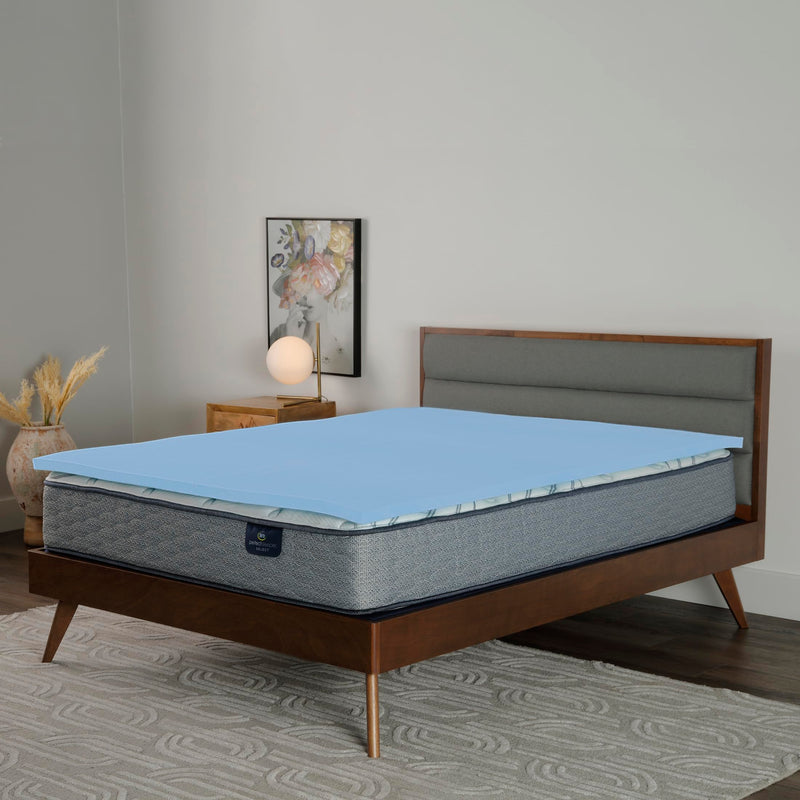 Serta Comfort Cool Gel Memory Foam Mattress Topper, Full, Blue