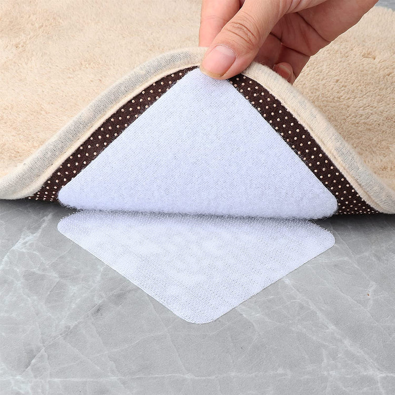 Agabani Microfiber Non-Slip Rug Grippers Pads For Area Rectangular Shape Rug And Carpet ?10Pcs Adhesive Hook And Loop To Prevent Carpet Movement And Curling (Grey)