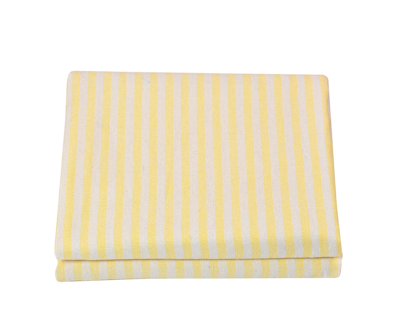 RANGBHAR Handloom Cotton Single Bedsheet Without Pillow Covers, Woven Striped Bedcover, 60 x 90 inch, Pastel Yellow