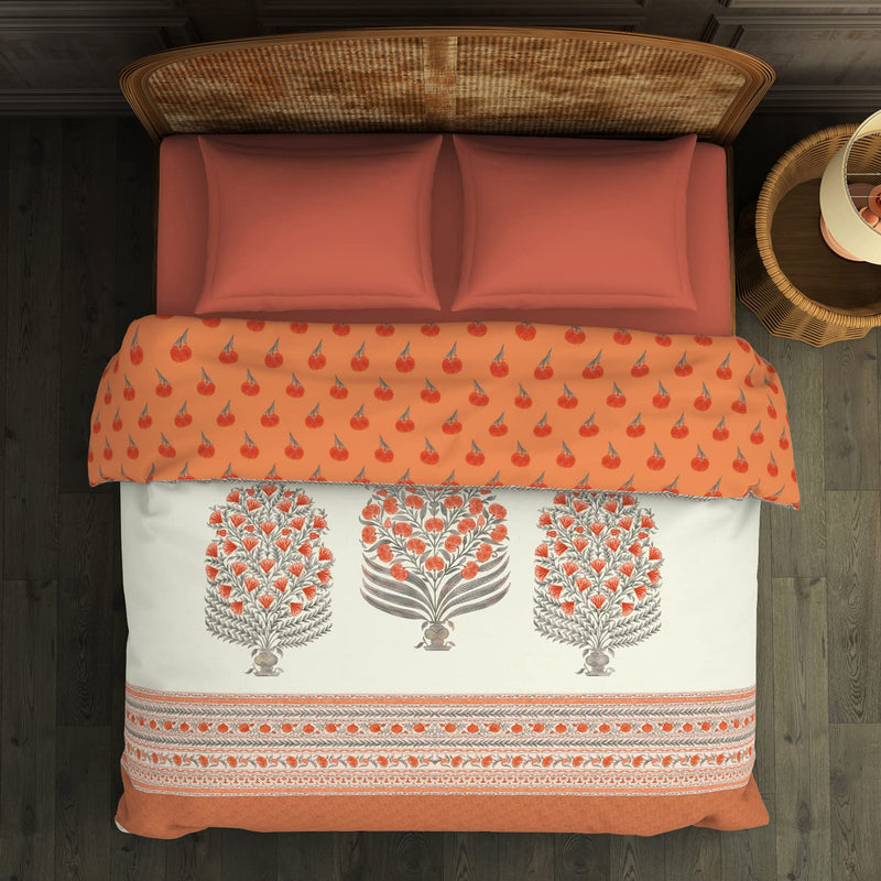 Spaces 100% Cotton Shell Quilt Double Health Layer Protects for Allergens & Restricts Fibre Migration Soft Feel Skin Safe 300 Tc Dark Orange Quilt for Double Bed