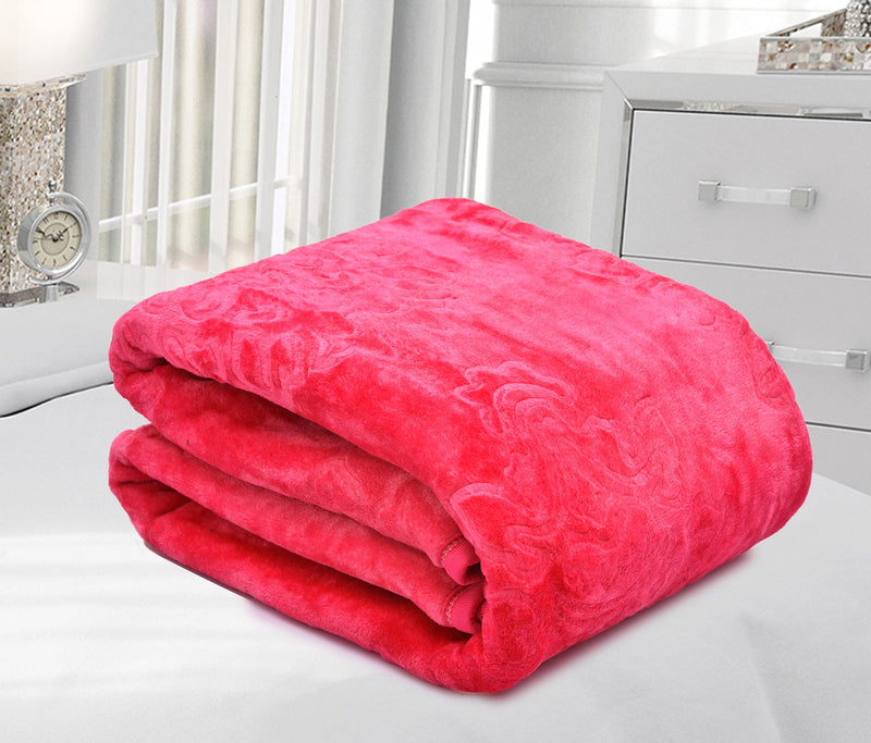 SPANGLE Floral Warm Soft Luxurious Mink Double AC Blanket Pink