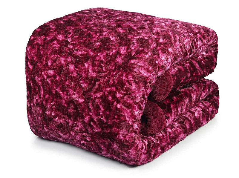 Fablicious Super Soft Microfiber Heavy Quilt | Razai for Winter Double Bed King Size (Wine)