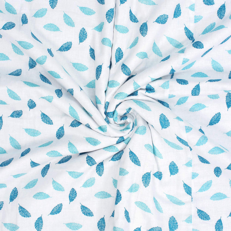 Story@Home Dohar Single Bed Blanket - 144 cm x 220 cm |100% Cotton | Reversible | Lightweight | White and Blue | Leaf Pattern | 150 GSM | Comfortale & Stylish Season. Pack of 2.