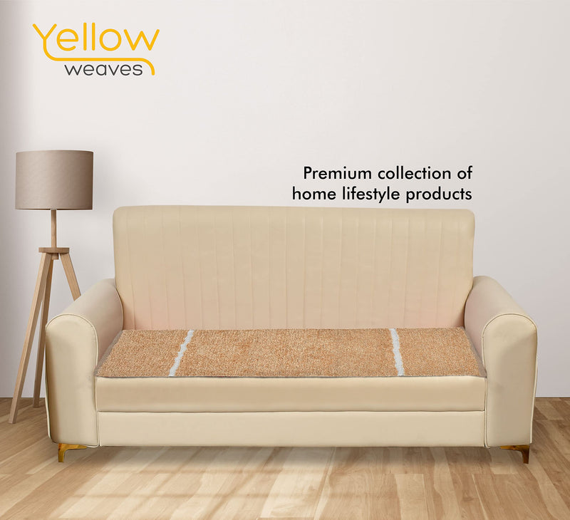 Yellow Weaves Feather Touch 3 Seater Sofa Slip Cover (Beige, 22 X 68 Inches)