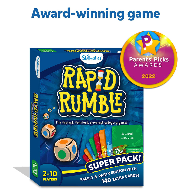 Skillmatics Board Game - Rapid Rumble Super Pack, Family & Party Edition with 140 Extra Cards, Educational Toys, Gifts for Kids, Teens & Adults