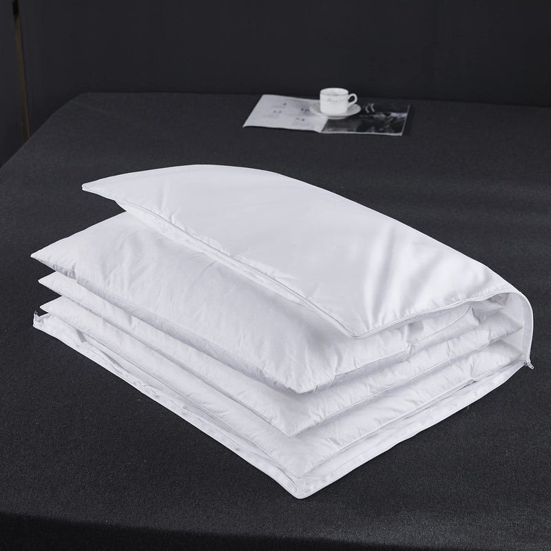 Three Geese Adjustable Layer Down Feather Pillow,Pancake Bed Pillow,100% Soft Egyptian Cotton Cover,Good for Side and Back Stomach Sleeper, Queen Size,Packaging Include 1 Pillow.