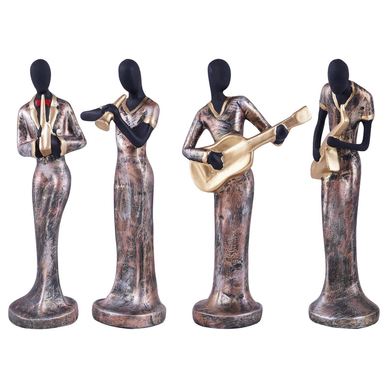 zart Resin Musical Instrument Showpiece, Set of 4 (Gold)