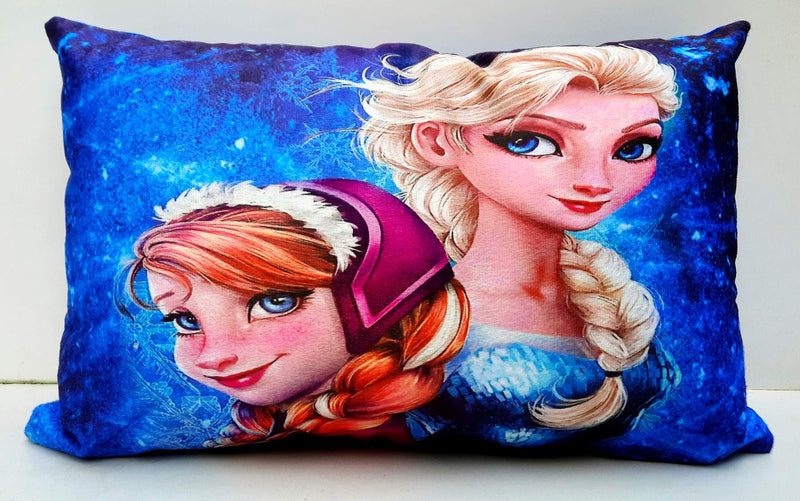 PartyStuff Microfiber Frozen Princess Kids Cartoon Printed Cover Pillow (Blue, 12x18, Microfiber)