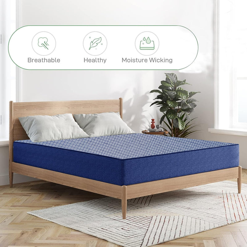 TRENDY VIBES | King Size | Orthopedic Mattress Memory Foam Mattress, Mattress Single Bed | 6-Inch | Bed Mattress, King Size Mattress (72x70x6 Inches, Medium Firm) - Navy Blue