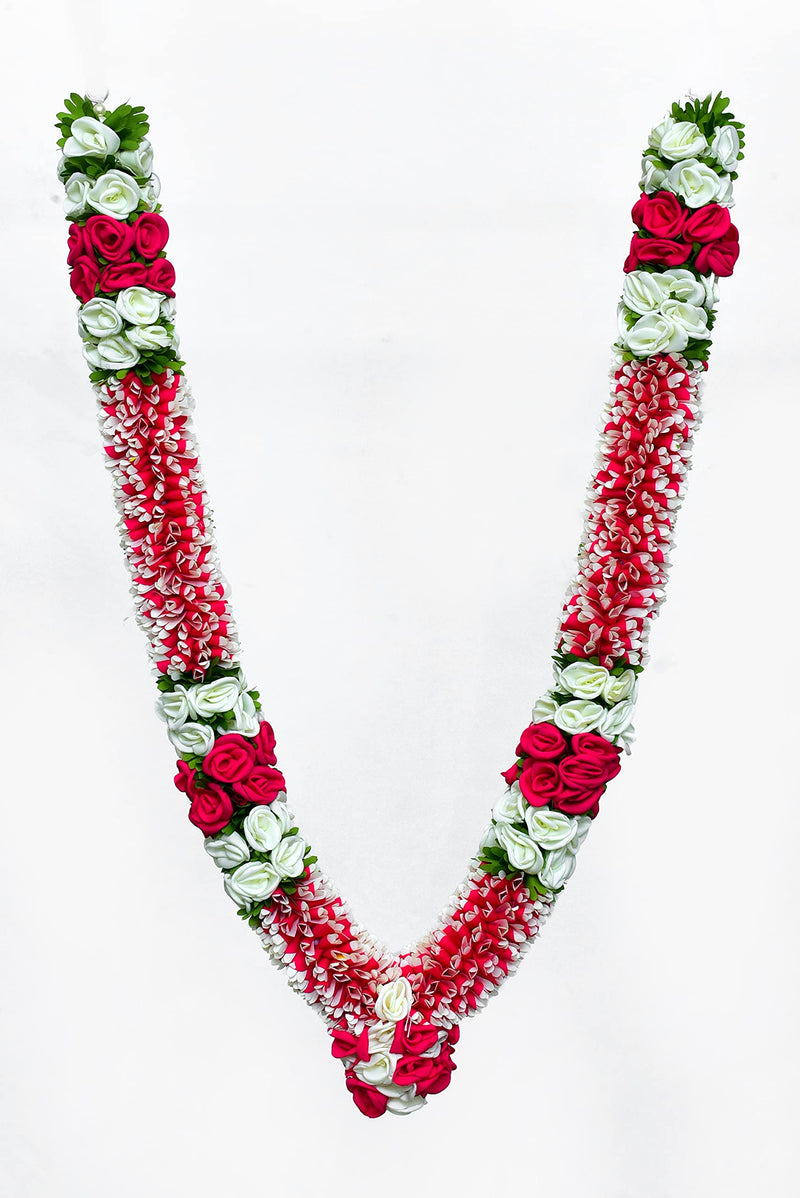 Daedal crafters - Rajanigandha Bridal Garland With Pink And White Rose Dc317P, 12 MM