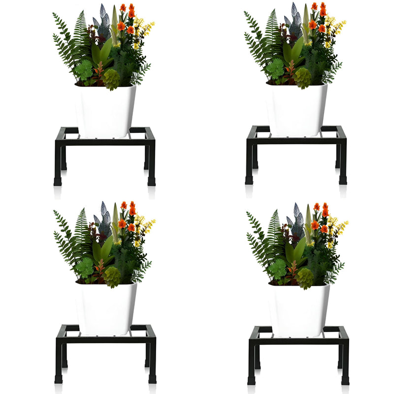 Dime Store Iron Flower Pot Stand - Outdoor Indoor Garden Metal Potted Plant Pot Holder | Balcony Display Plant Stand, Weatherproof Stands for Pots for Plants (Set of 4)