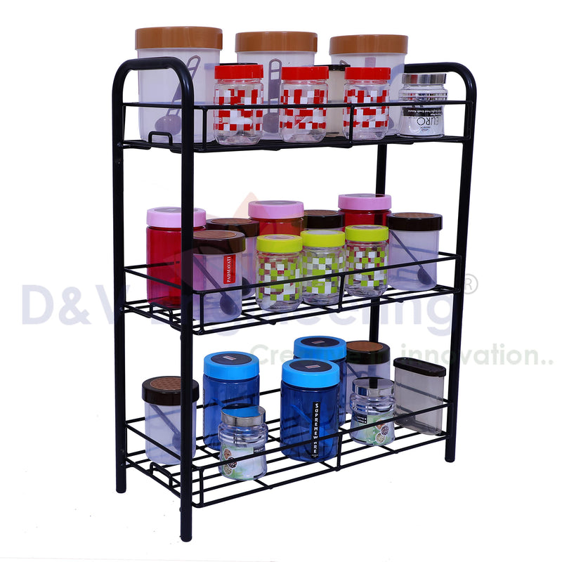 D&V ENGINEERING - Creative in innovation 3-Tier Multipurpose Kitchen Storage Shelf Shelves Holder Stand Rack, Kitchen Countertop Storage Shelf Organizer, Kitchen Spice Rack (3-Tier) metal