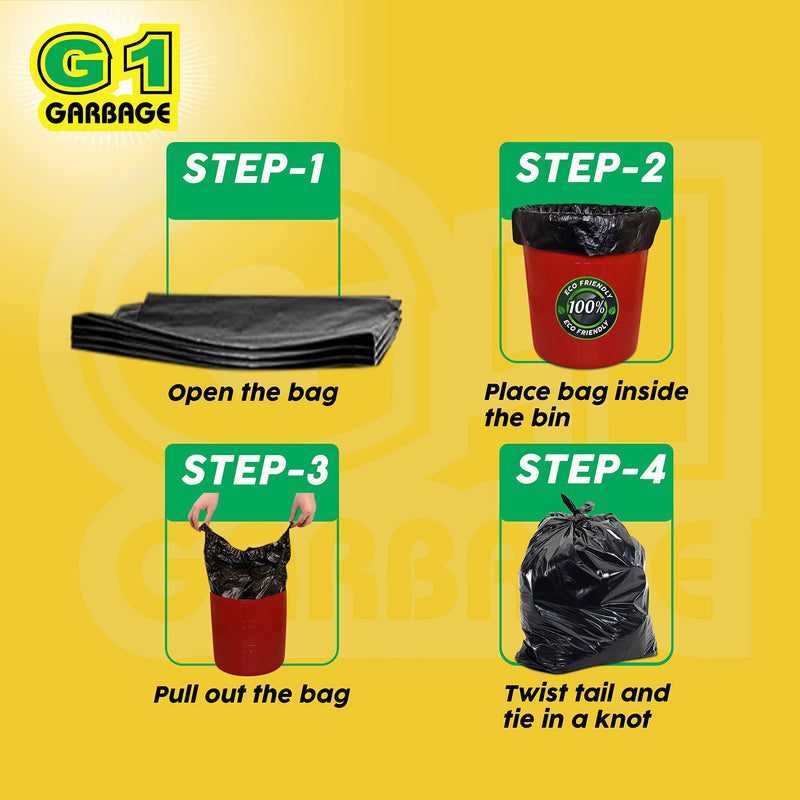 G-1 Disposable Garbage Bag (19 x 21 Inches, Black) - Pack of 90