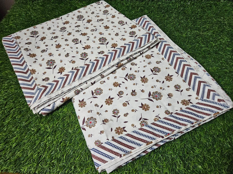 PRISCILLA 220 TC 100% Pure Cotton Skin Friendly Single Bed Beautiful Printed with Border Coloured Top Sheet | Summer Blanket | Khes | AC Blanket | Dohar As Chaddar. Pack of 2. (Design 2)