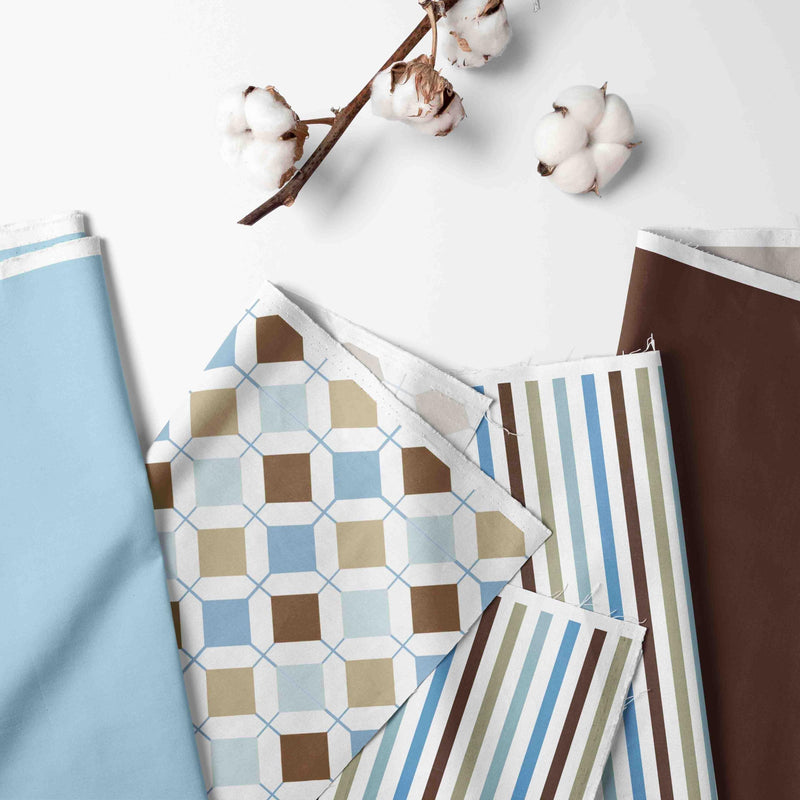 Bacati MOD Dia/stripes Aqua and Chocolate 4pc Toddler Bedding Set