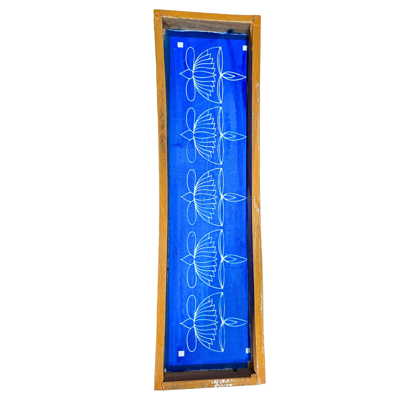 Anciently Lotus Agal Diya Border Rangoli Stencil Wooden, Rangoli Sacha Wooden, 1 Piece (17x5 Inches)