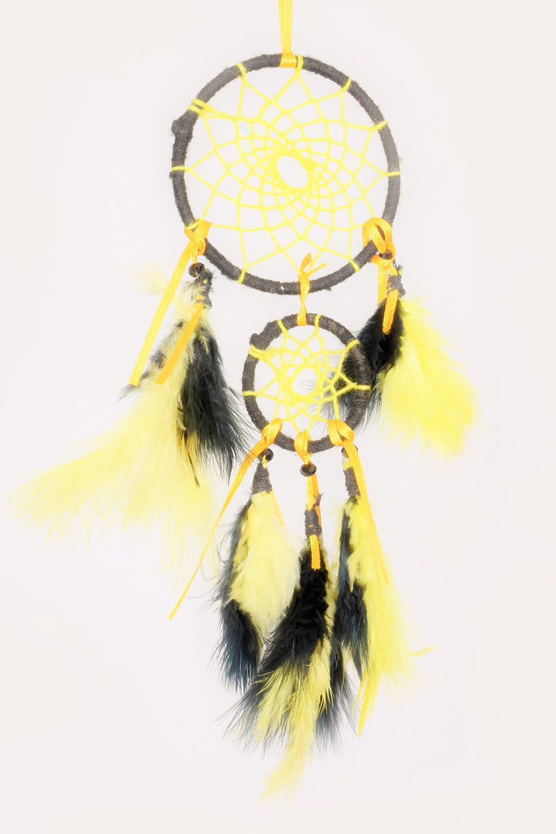 Daedal Dream Catchers-2 Stepped Yellow and Black Dream Catcher DDC80 (L*B*D(in cm)- 16 * 7.5 * 1