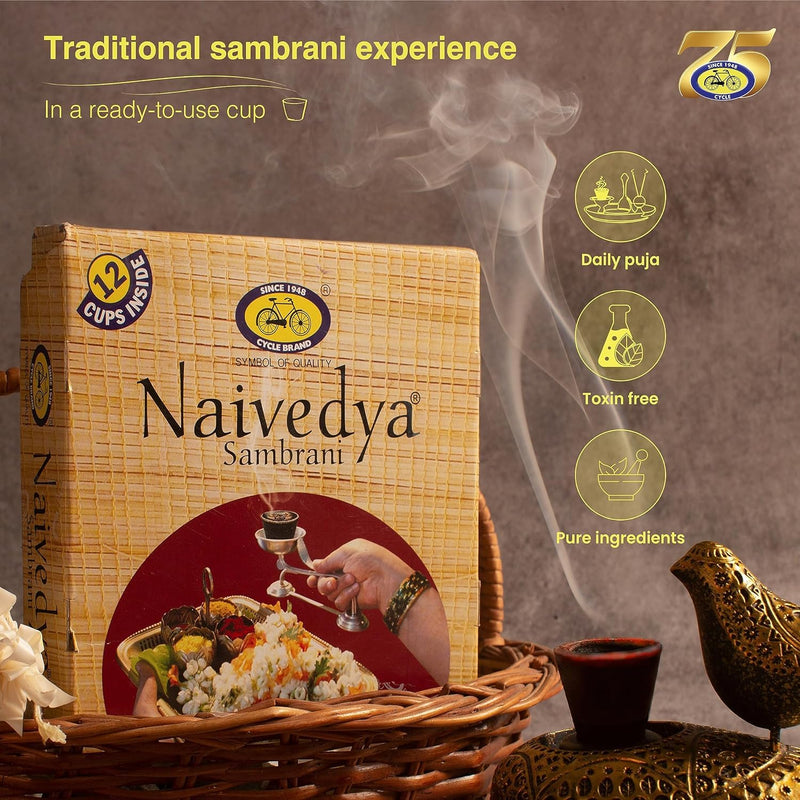 Cycle Pure Naivedya Sambrani Cups (48 pcs) + Bhimseni Camphor (100 GM) Bundle I for Daily Puja Rituals | Natural Guggal Fragrance | Dhoop Havan Cups for Pooja I Bhimseni Pure Camphor Fragrance