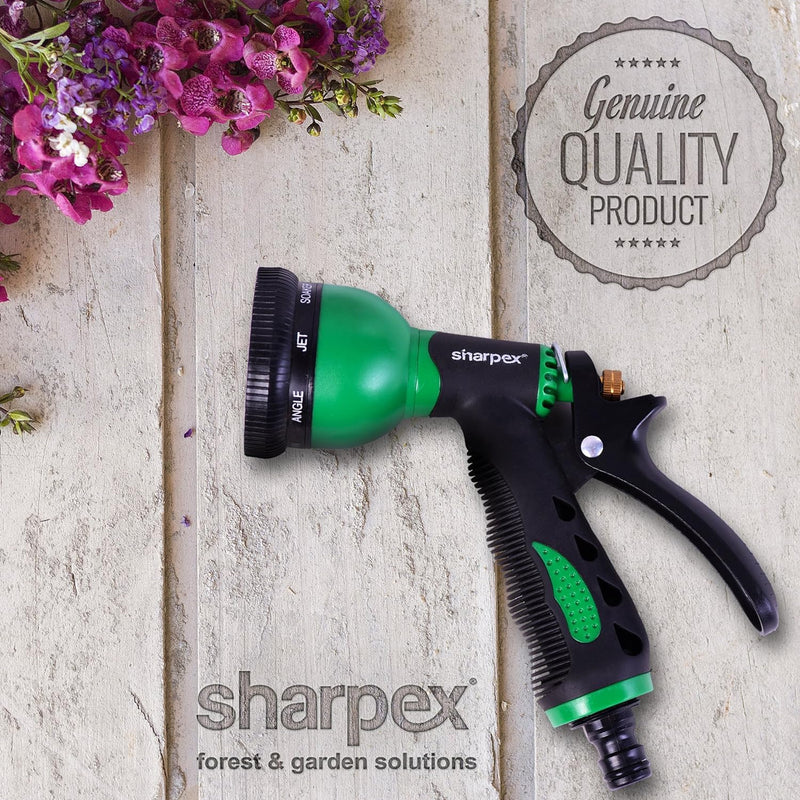 Sharpex Water Spray Gun for Garden Hose Nozzle, Lawn, Pet Cleaning, Car Washer, Bike Washing Spray Gun - Heavy Duty Multi Adjustable High Pressure Water Sprayer Gun (Green)